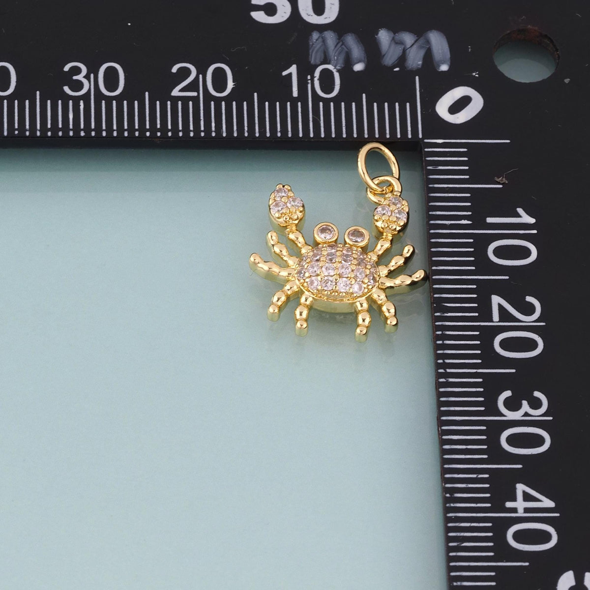 18K Gold Filled Pave CZ Crab Pendant,Exquisite Charm Bracelet Necklace for DIY Jewelry Making Supply