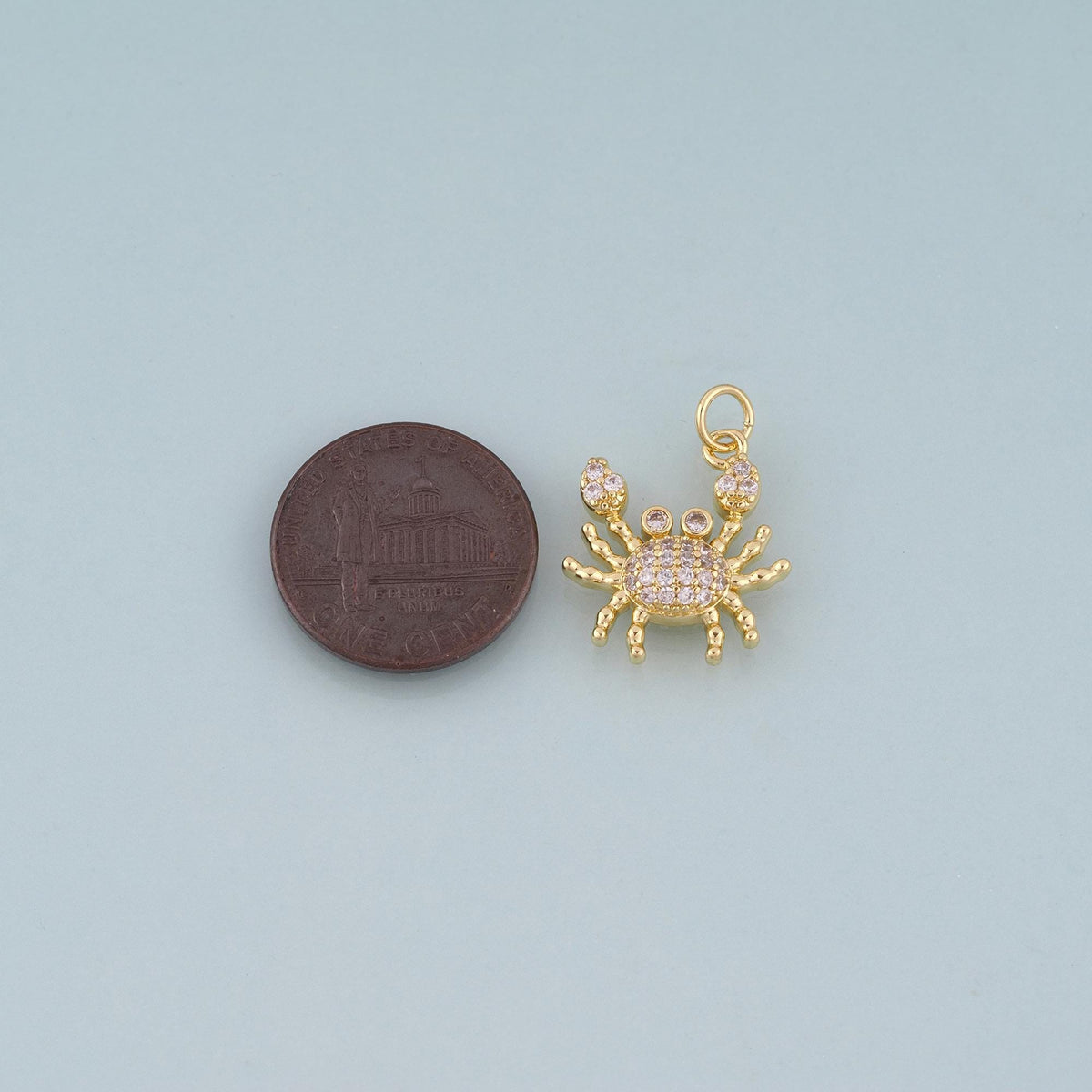 18K Gold Filled Pave CZ Crab Pendant,Exquisite Charm Bracelet Necklace for DIY Jewelry Making Supply