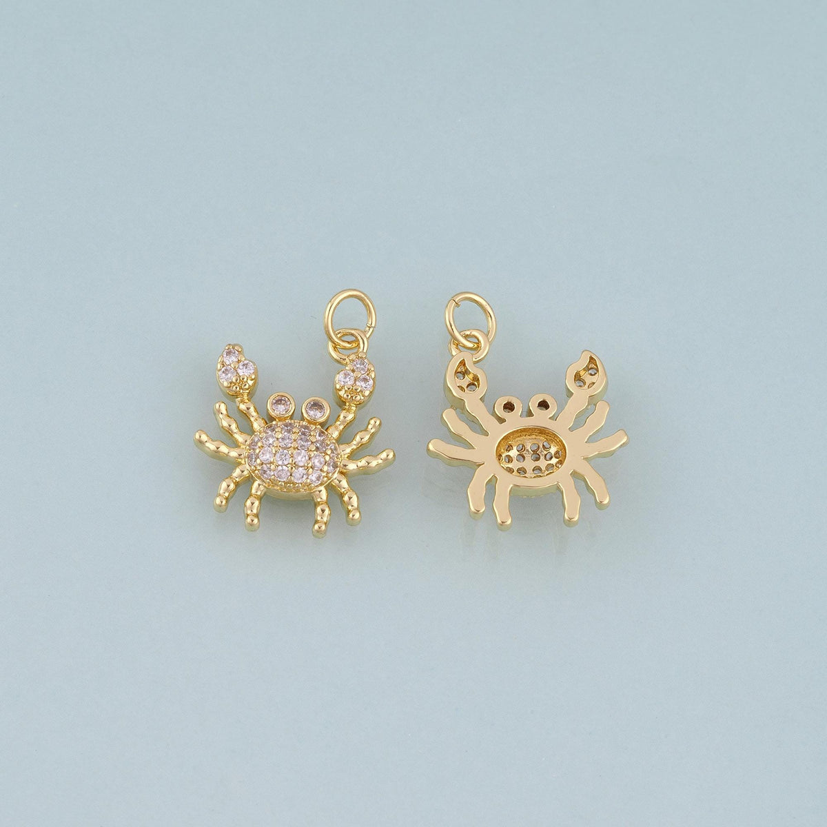 18K Gold Filled Pave CZ Crab Pendant,Exquisite Charm Bracelet Necklace for DIY Jewelry Making Supply