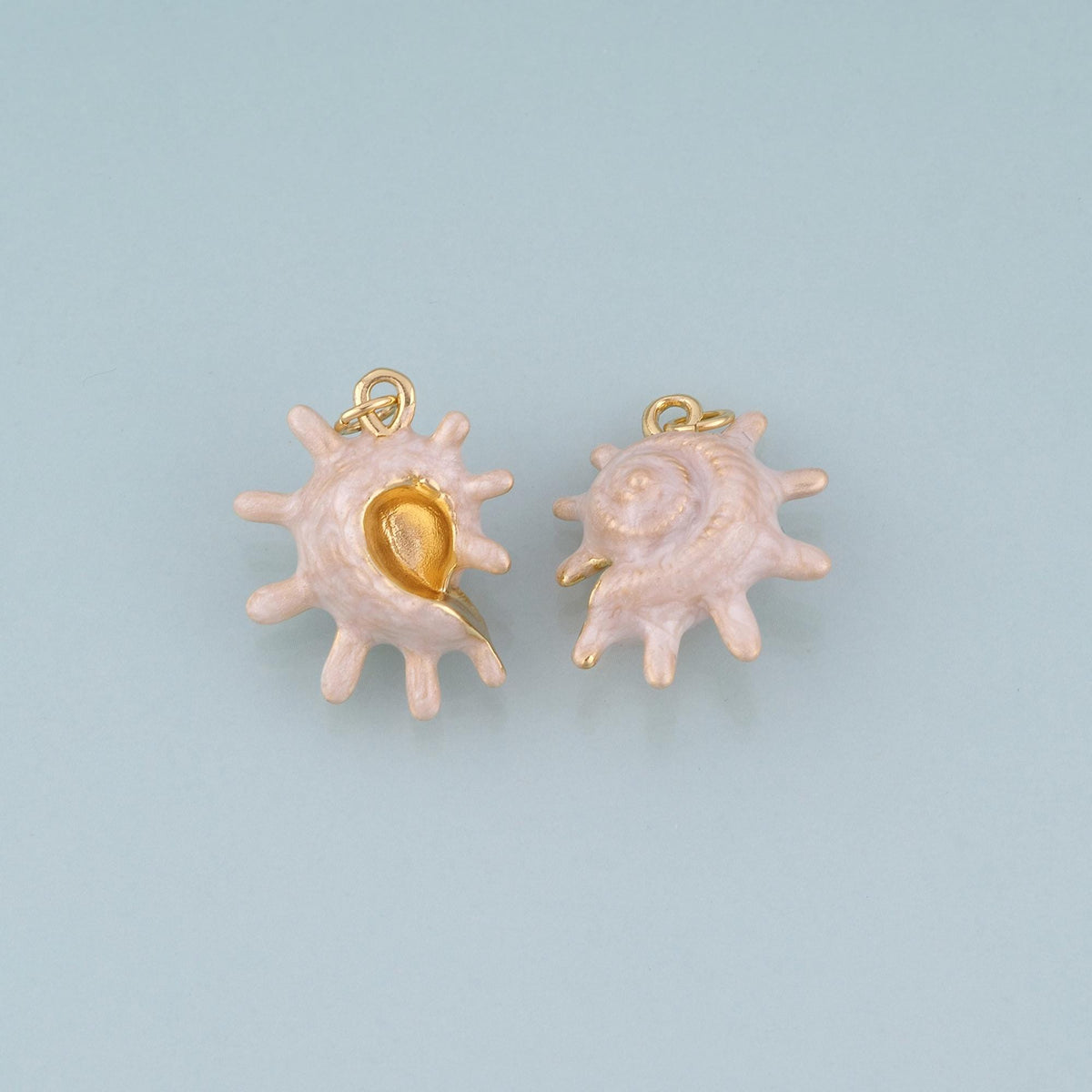18K Gold Filled Enamel Conch Pendant,Ocean Sea Charm Bracelet Necklace for DIY Jewelry Making Supply