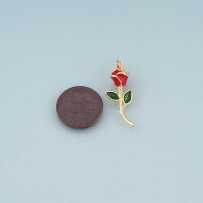 18K Gold Filled Enamel Charm Pendant for Jewelry Making
