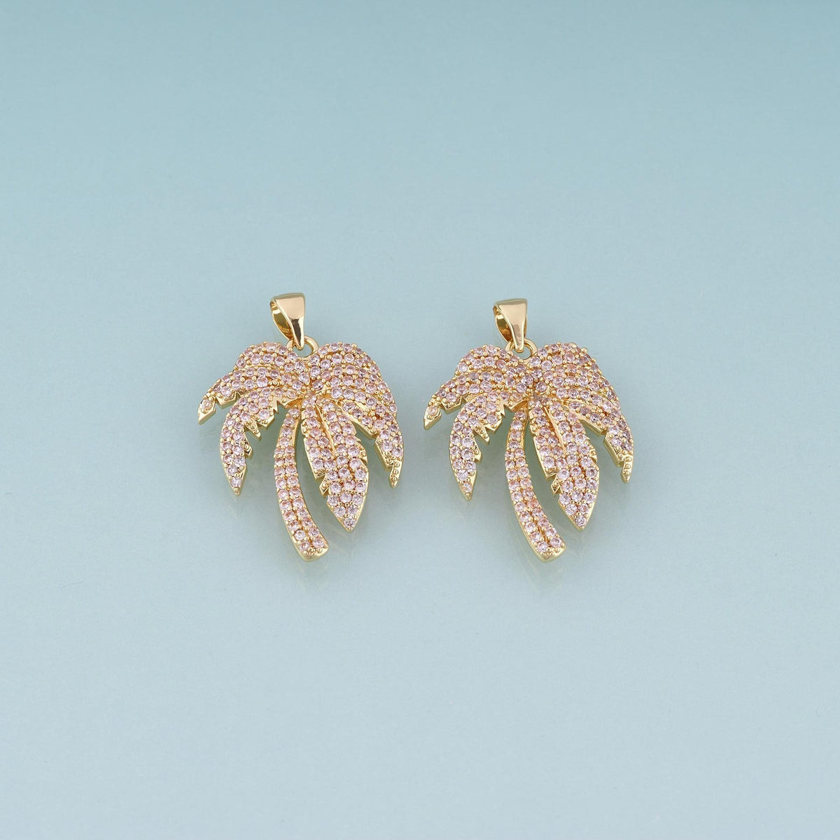 18K Gold Filled Pave CZ Coconut Tree Pendant,Beach Vacation Charm Bracelet Necklace for DIY Jewelry Making Supply