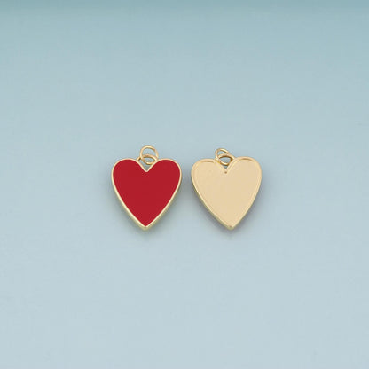 18K Gold Filled Enamel Heart Charm Pendant for Jewelry Making
