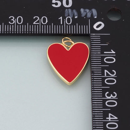 18K Gold Filled Enamel Heart Charm Pendant for Jewelry Making
