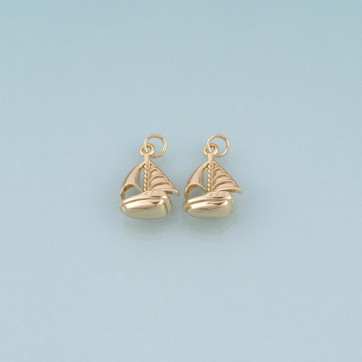 18K Gold Filled Sailboat Pendant,Nautical Boat Charm Bracelet Necklace for DIY Jewelry Making Supply
