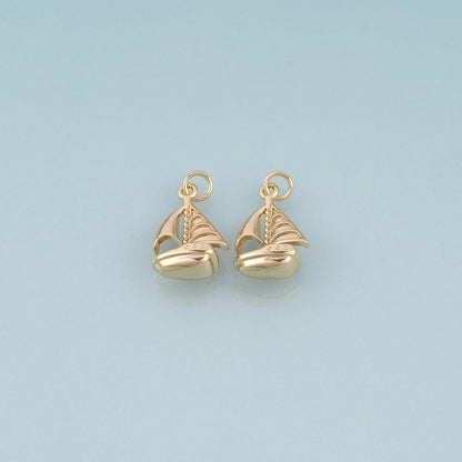 18K Gold Filled Sailboat Pendant,Nautical Boat Charm Bracelet Necklace for DIY Jewelry Making Supply