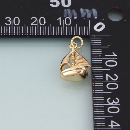 18K Gold Filled Sailboat Pendant,Nautical Boat Charm Bracelet Necklace for DIY Jewelry Making Supply
