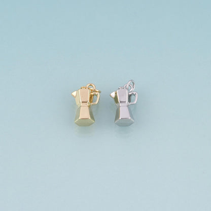 18K Gold Filled Moka Pot Pendant,Coffee Maker Charm Bracelet Necklace for DIY Jewelry Making Supply