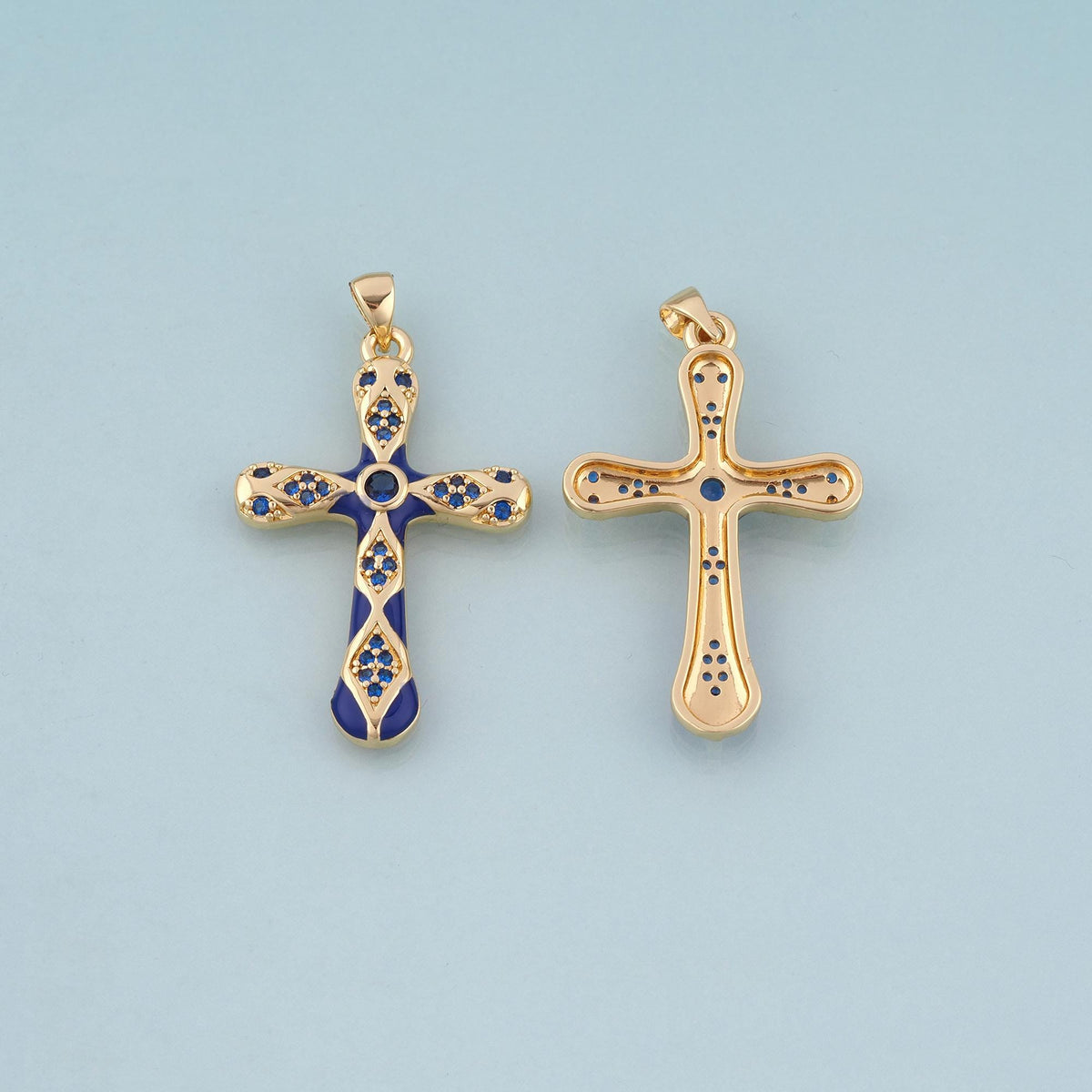 18K Gold Filled Enamel Cross Pendant,Exquisite Charm Bracelet Necklace for DIY Jewelry Making Supply