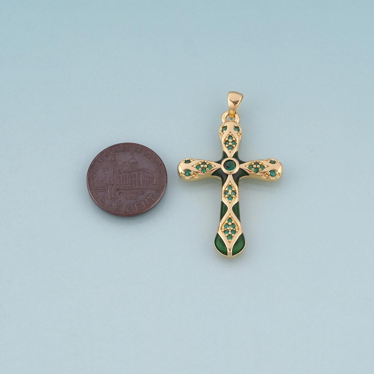 18K Gold Filled Enamel Cross Pendant,Exquisite Charm Bracelet Necklace for DIY Jewelry Making Supply