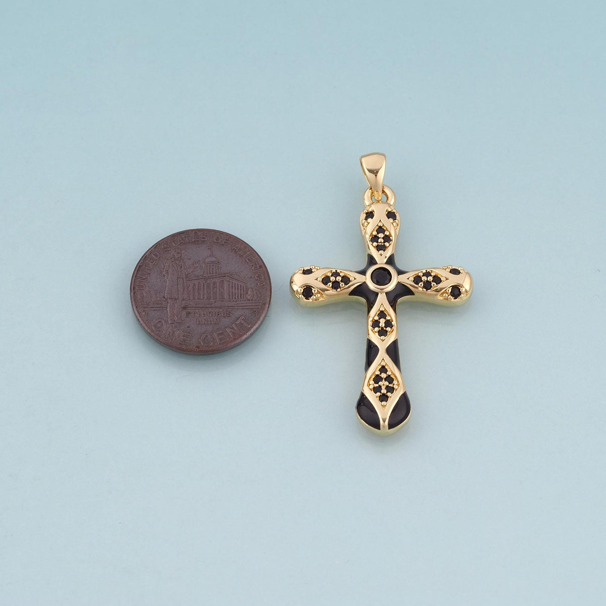 18K Gold Filled Enamel Cross Pendant,Exquisite Charm Bracelet Necklace for DIY Jewelry Making Supply
