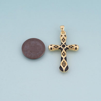 18K Gold Filled Enamel Cross Pendant,Exquisite Charm Bracelet Necklace for DIY Jewelry Making Supply