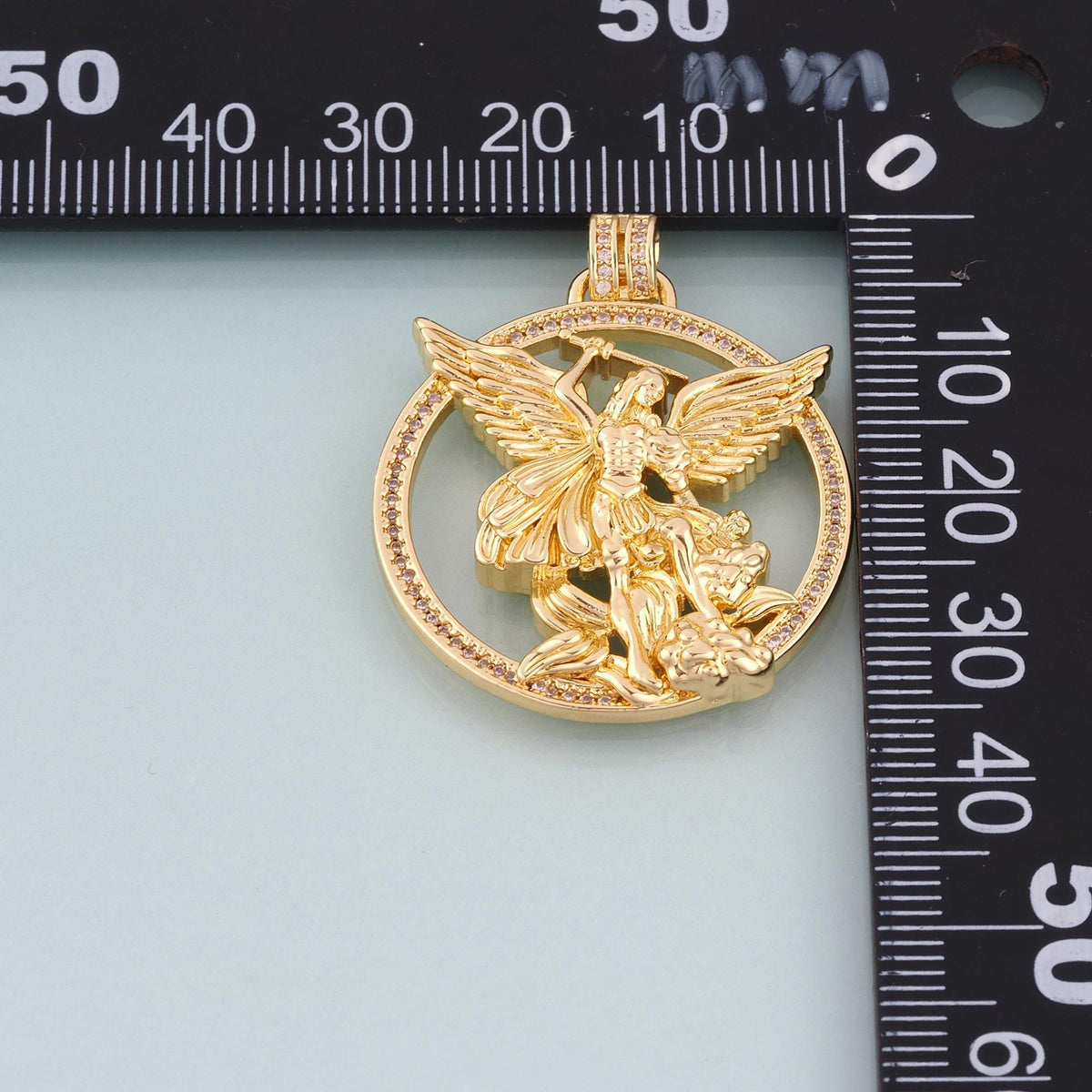 18K Gold Filled Guardian Angel Pendant,Halo Angel Charm Bracelet Necklace for DIY Jewelry Making Supply