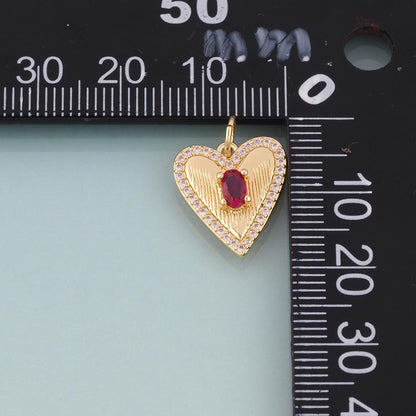 18K Gold Filled CZ Heart Pendant,Romantic Charm Bracelet Necklace for DIY Jewelry Making Supply
