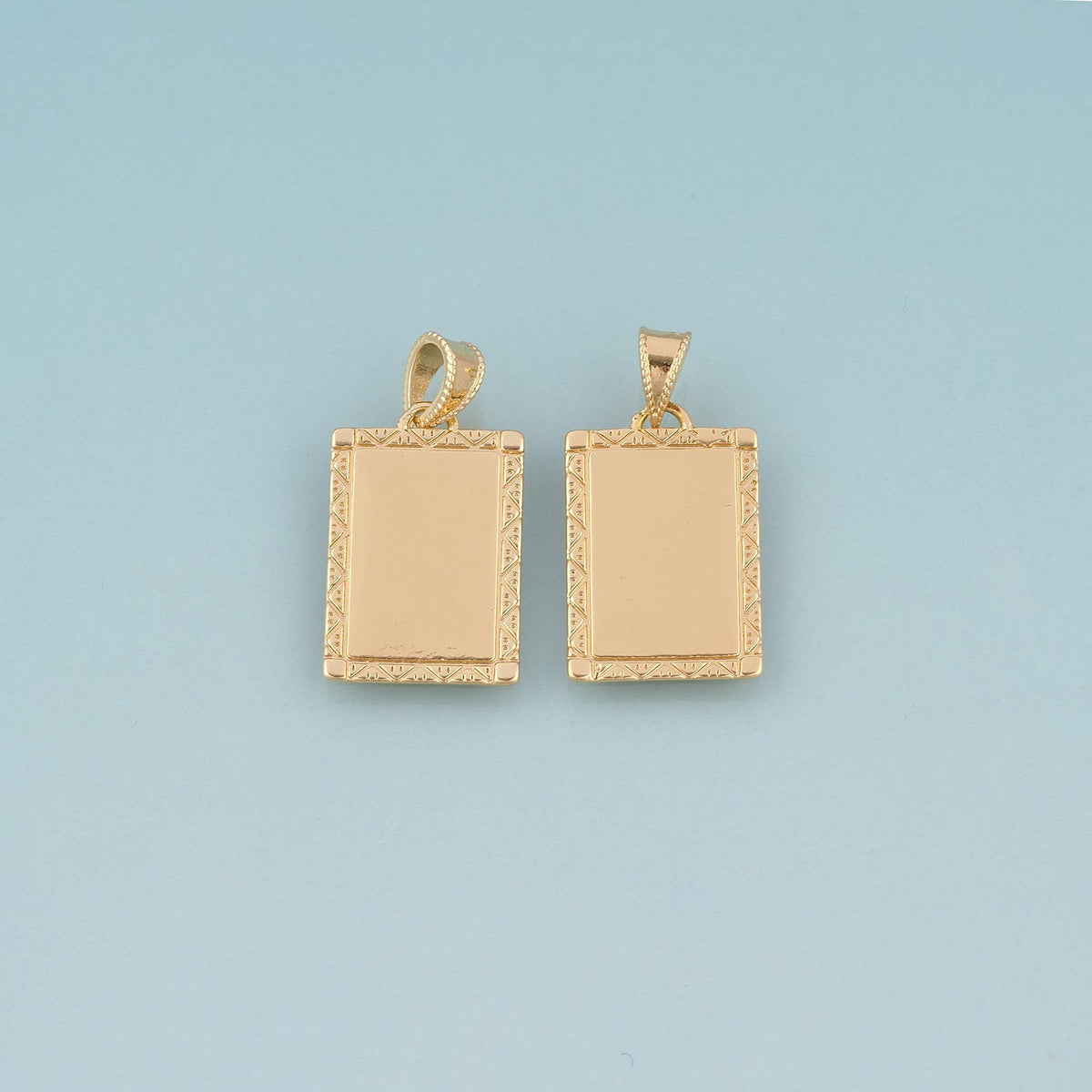 18K Gold Filled Rectangle Pendant,Minimalist Charm Bracelet Necklace for DIY Jewelry Making Supply