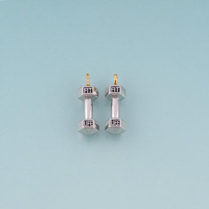 18K Gold Filled Dumbbell Fitness Pendant,Gym Lover Charm Bracelet Necklace for DIY Jewelry Making Supply