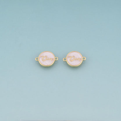 18K Gold Filled Enamel Dios Round Connector,Faith Word Connector Bracelet Necklace for DIY Jewelry Making Supply