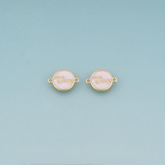 18K Gold Filled Enamel Dios Round Connector,Faith Word Connector Bracelet Necklace for DIY Jewelry Making Supply