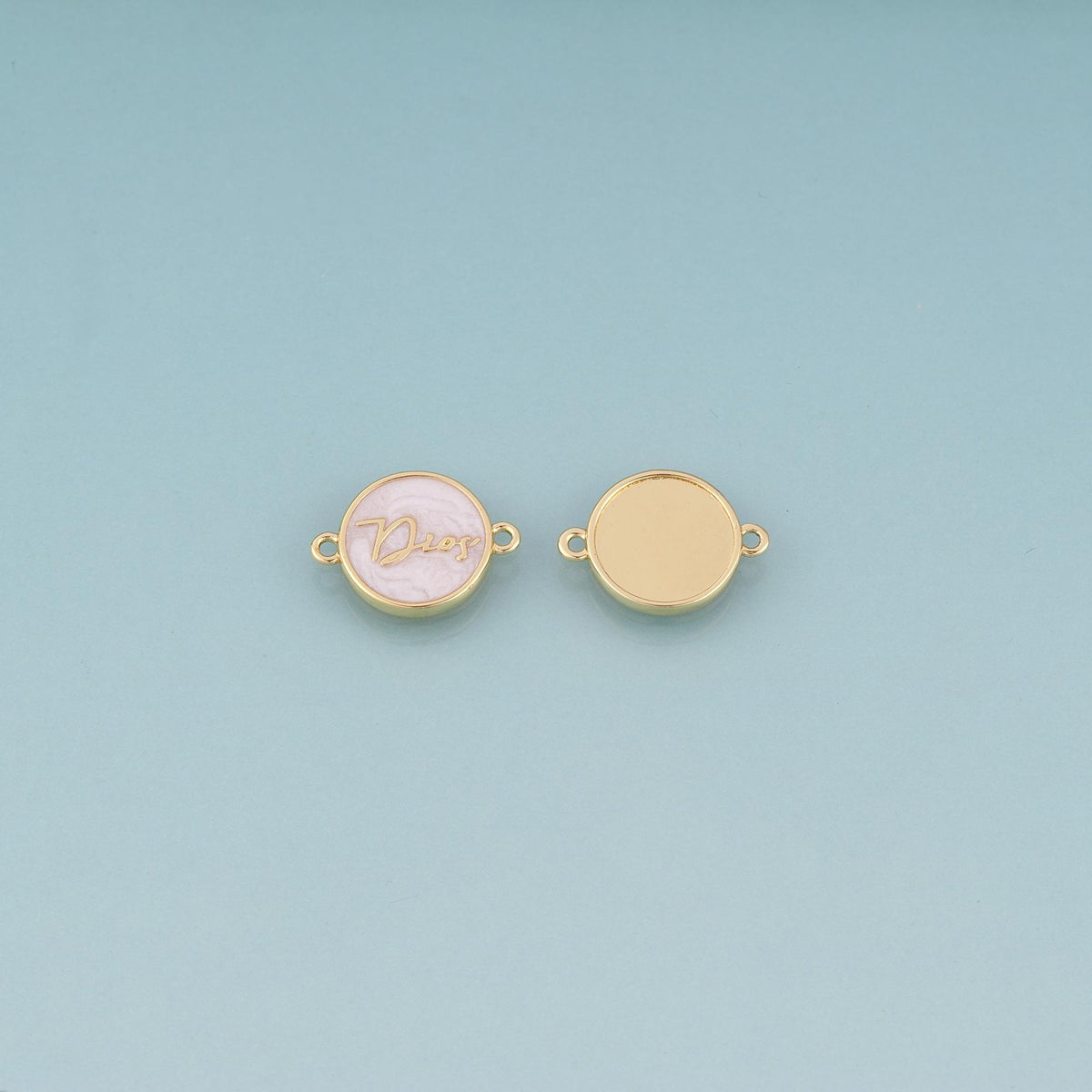 18K Gold Filled Enamel Dios Round Connector,Faith Word Connector Bracelet Necklace for DIY Jewelry Making Supply