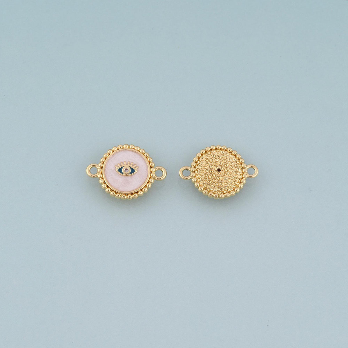 18K Gold Filled Enamel Evil Eye Round Connector,Evil Eye Connector Bracelet Necklace for DIY Jewelry Making Supply