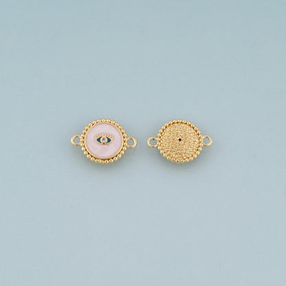 18K Gold Filled Enamel Evil Eye Round Connector,Evil Eye Connector Bracelet Necklace for DIY Jewelry Making Supply