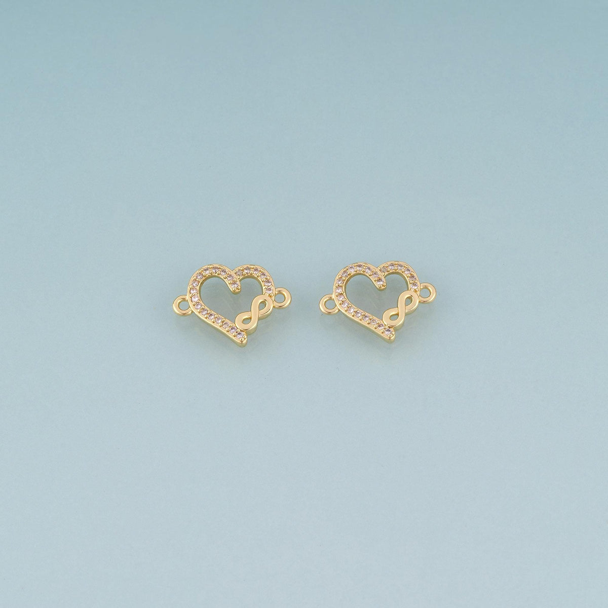 18K Gold Filled CZ Infinity Heart Connector,Infinity Symbol Connector Bracelet Necklace for DIY Jewelry Making Supply