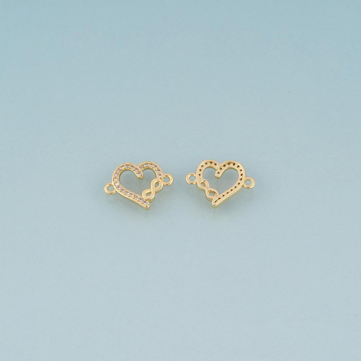 18K Gold Filled CZ Infinity Heart Connector,Infinity Symbol Connector Bracelet Necklace for DIY Jewelry Making Supply