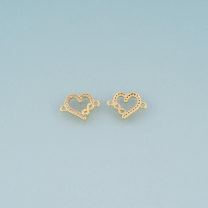 18K Gold Filled CZ Infinity Heart Connector,Infinity Symbol Connector Bracelet Necklace for DIY Jewelry Making Supply