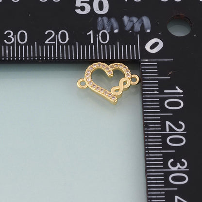 18K Gold Filled CZ Infinity Heart Connector,Infinity Symbol Connector Bracelet Necklace for DIY Jewelry Making Supply