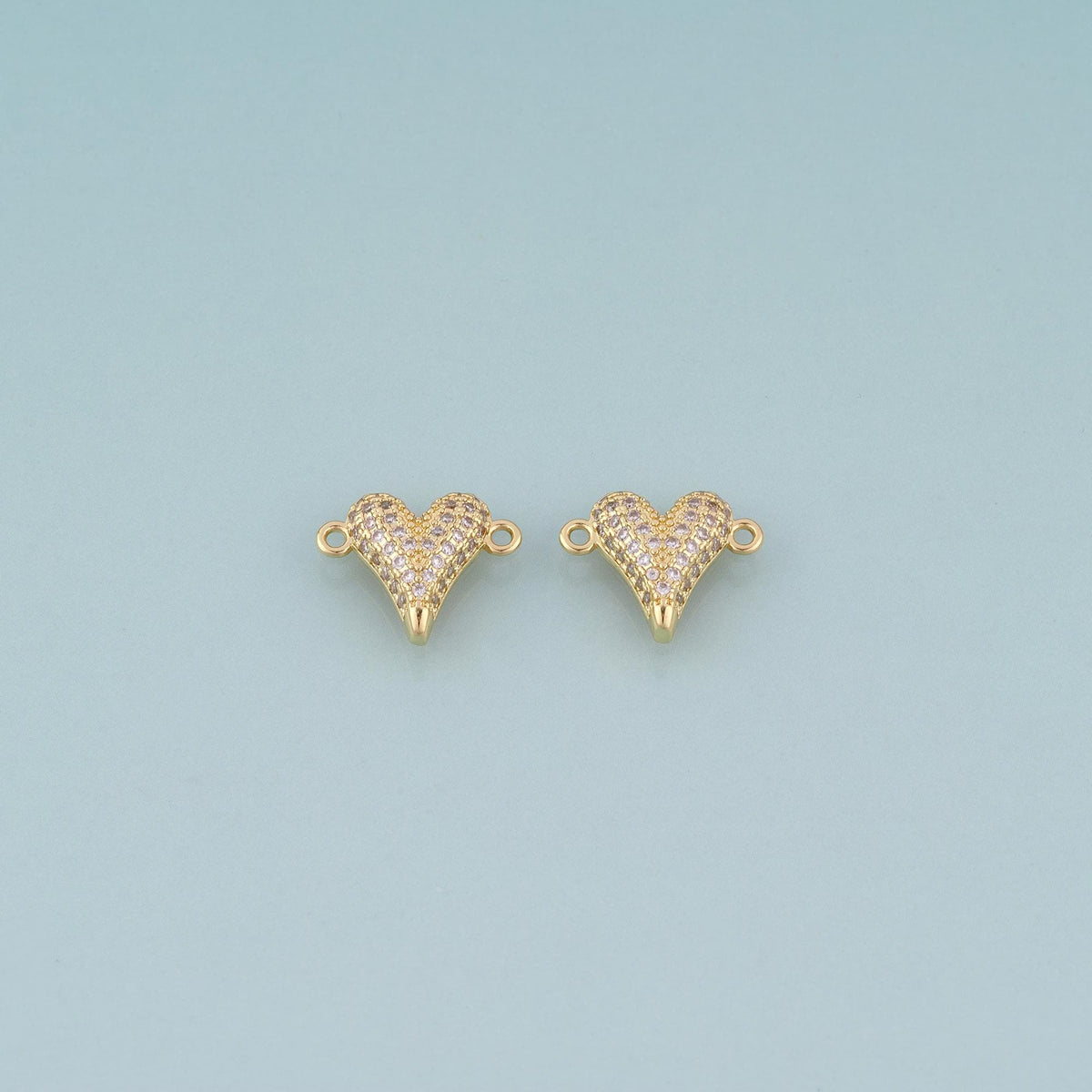 18K Gold Filled Pave CZ Heart Connector,Heart Connector Bracelet Necklace for DIY Jewelry Making Supply