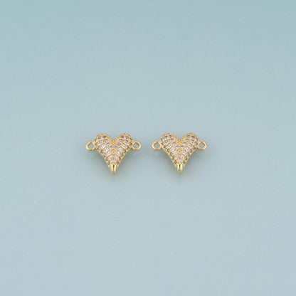 18K Gold Filled Pave CZ Heart Connector,Heart Connector Bracelet Necklace for DIY Jewelry Making Supply