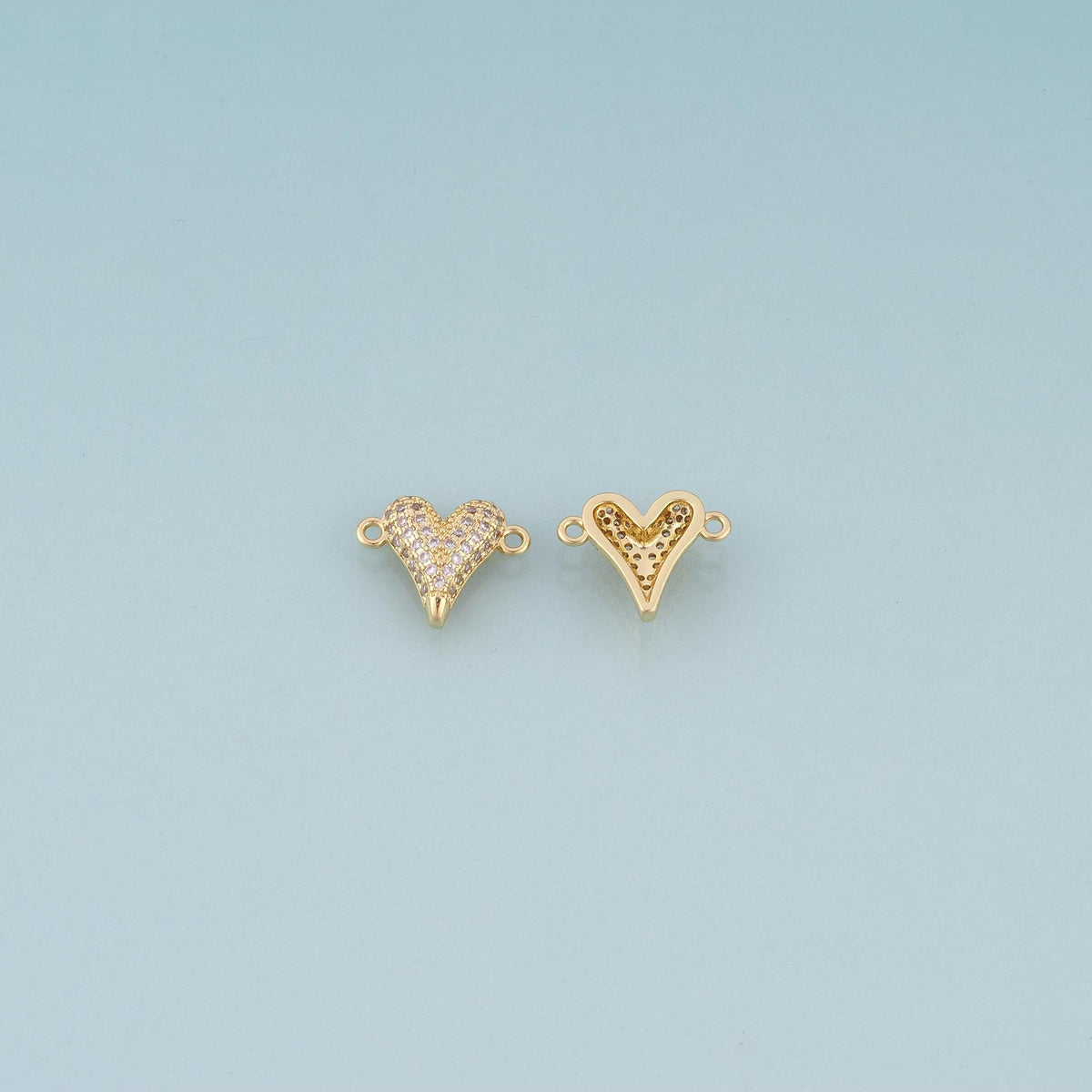 18K Gold Filled Pave CZ Heart Connector,Heart Connector Bracelet Necklace for DIY Jewelry Making Supply