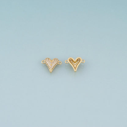 18K Gold Filled Pave CZ Heart Connector,Heart Connector Bracelet Necklace for DIY Jewelry Making Supply