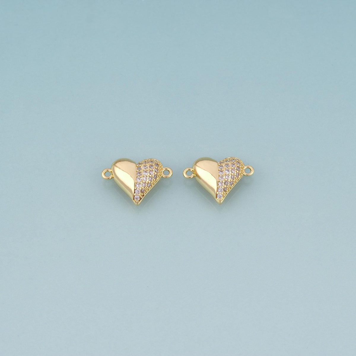 18K Gold Filled CZ Heart Connector,Heart Connector Bracelet Necklace for DIY Jewelry Making Supply
