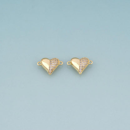 18K Gold Filled CZ Heart Connector,Heart Connector Bracelet Necklace for DIY Jewelry Making Supply