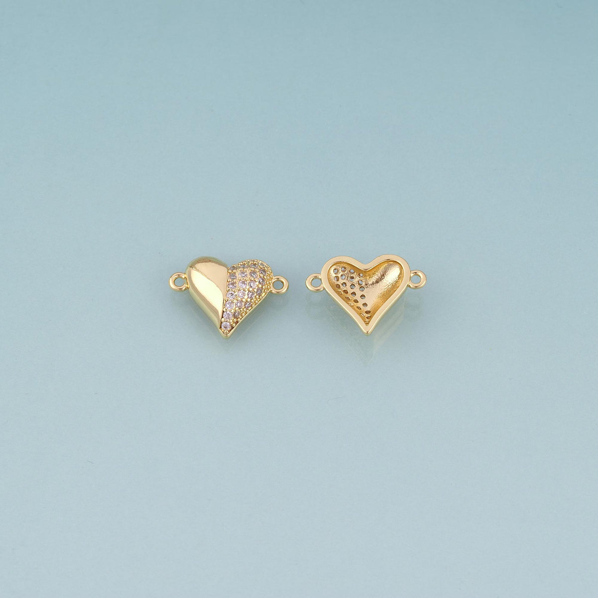 18K Gold Filled CZ Heart Connector,Heart Connector Bracelet Necklace for DIY Jewelry Making Supply