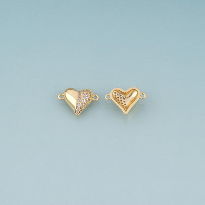 18K Gold Filled CZ Heart Connector,Heart Connector Bracelet Necklace for DIY Jewelry Making Supply