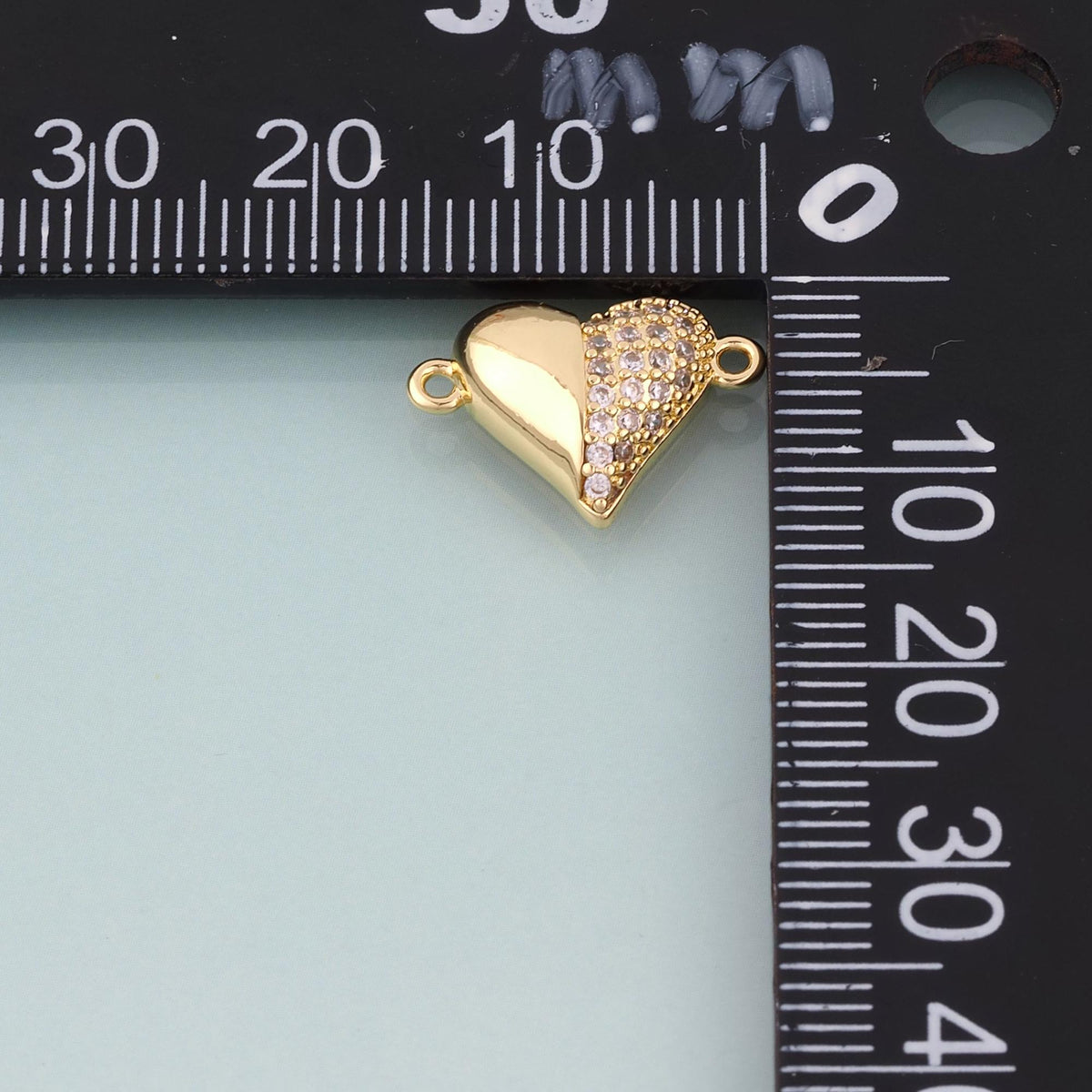 18K Gold Filled CZ Heart Connector,Heart Connector Bracelet Necklace for DIY Jewelry Making Supply