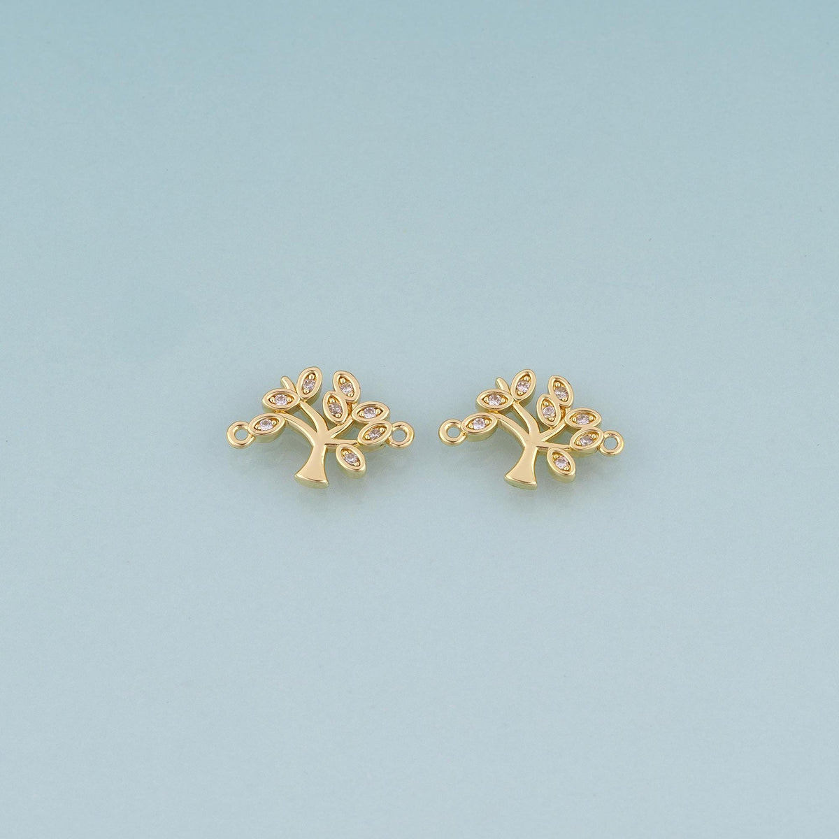 18K Gold Filled Cubic Zirconia Tree Connector for Jewelry Making