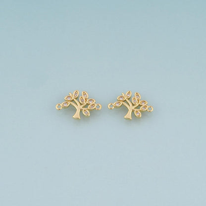 18K Gold Filled Cubic Zirconia Tree Connector for Jewelry Making