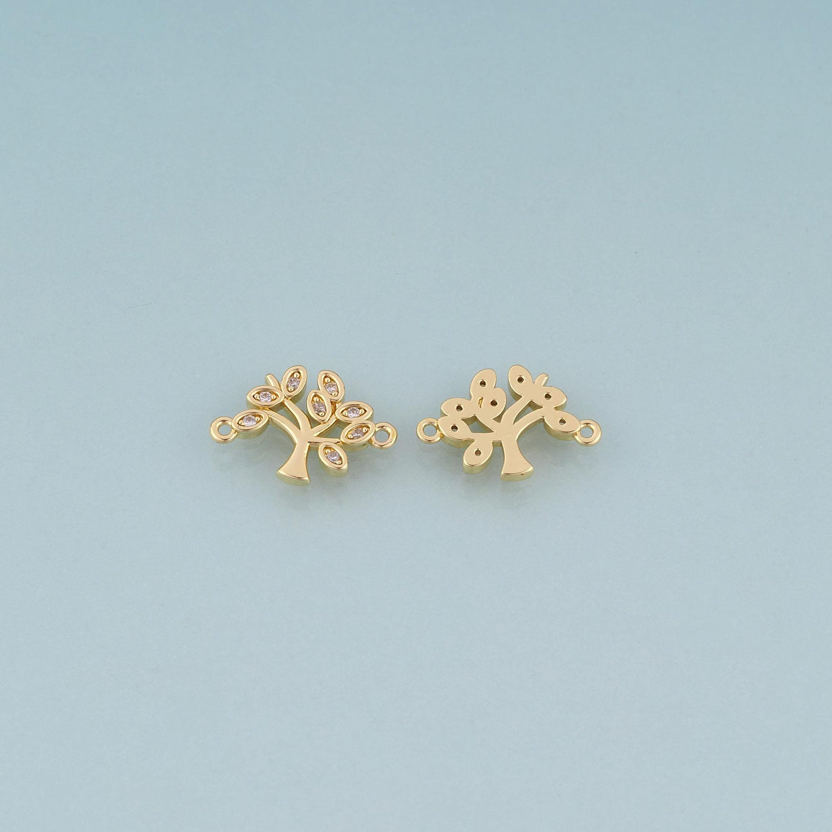18K Gold Filled Cubic Zirconia Tree Connector for Jewelry Making