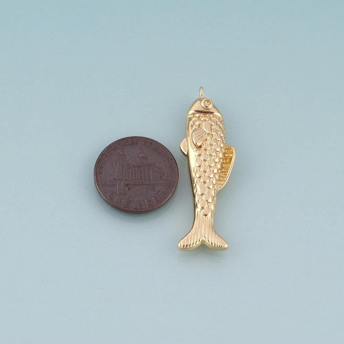 18K Gold Filled Koi Fish Pendant,Lucky Fish Charm Bracelet Necklace for DIY Jewelry Making Supply