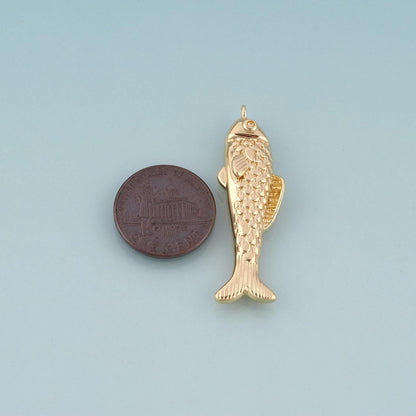 18K Gold Filled Koi Fish Pendant,Lucky Fish Charm Bracelet Necklace for DIY Jewelry Making Supply