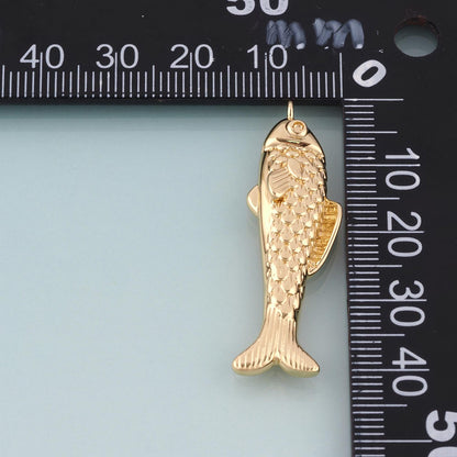 18K Gold Filled Koi Fish Pendant,Lucky Fish Charm Bracelet Necklace for DIY Jewelry Making Supply