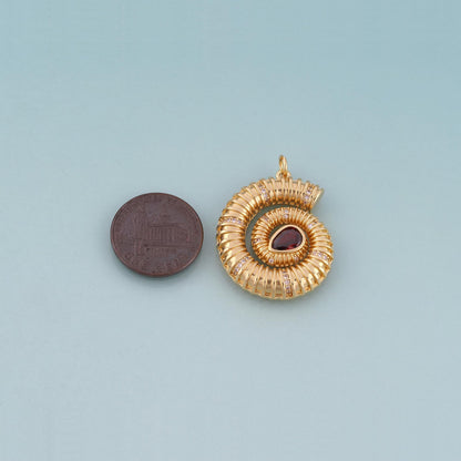 18K Gold Filled CZ Ammonite Pendant,Ocean Beach Charm Bracelet Necklace for DIY Jewelry Making Supply