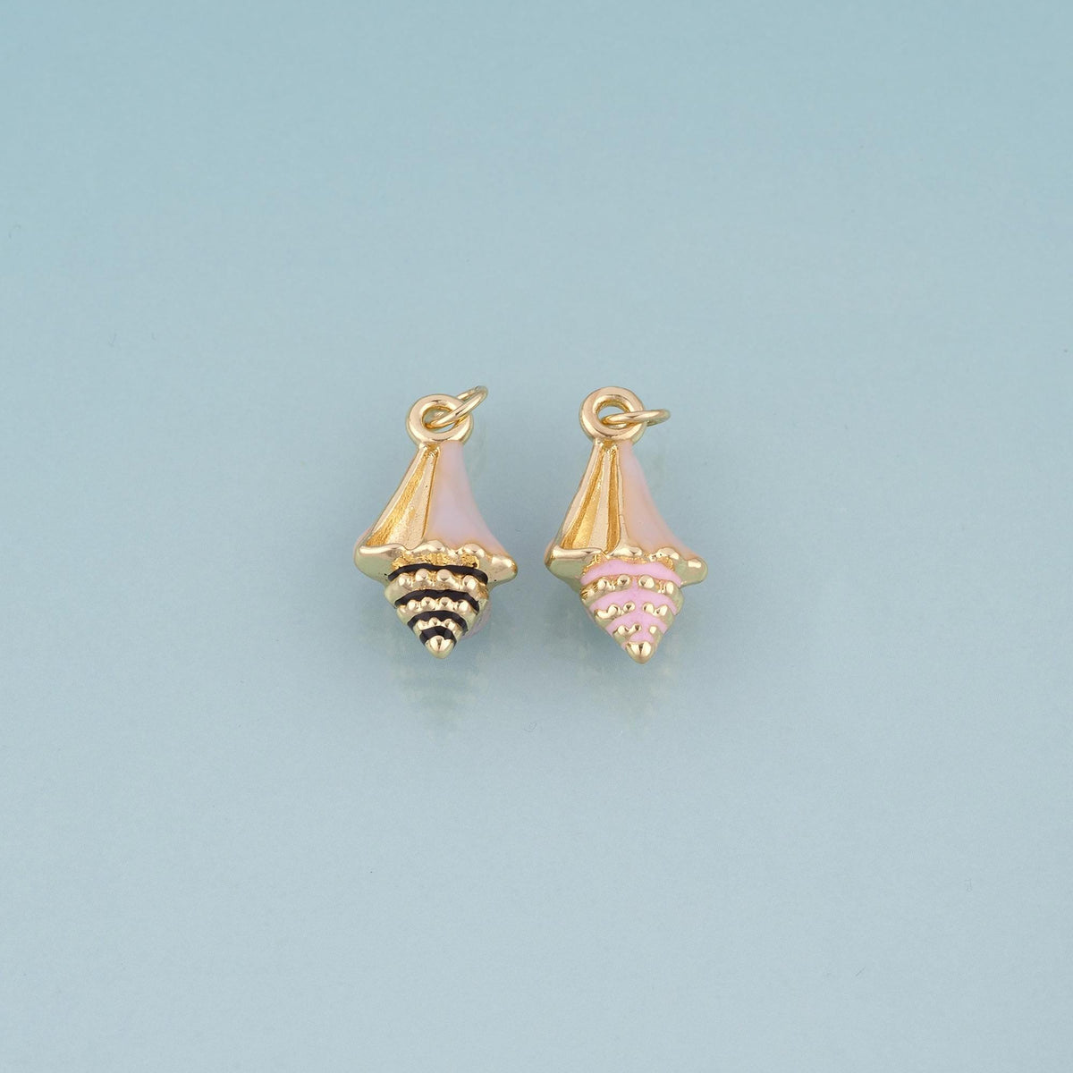 18K Gold Filled Enamel Conch Pendant,Ocean Beach Charm Bracelet Necklace for DIY Jewelry Making Supply