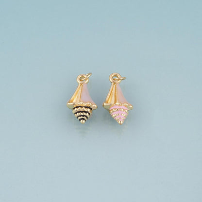 18K Gold Filled Enamel Conch Pendant,Ocean Beach Charm Bracelet Necklace for DIY Jewelry Making Supply