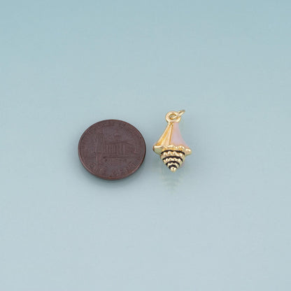 18K Gold Filled Enamel Conch Pendant,Ocean Beach Charm Bracelet Necklace for DIY Jewelry Making Supply