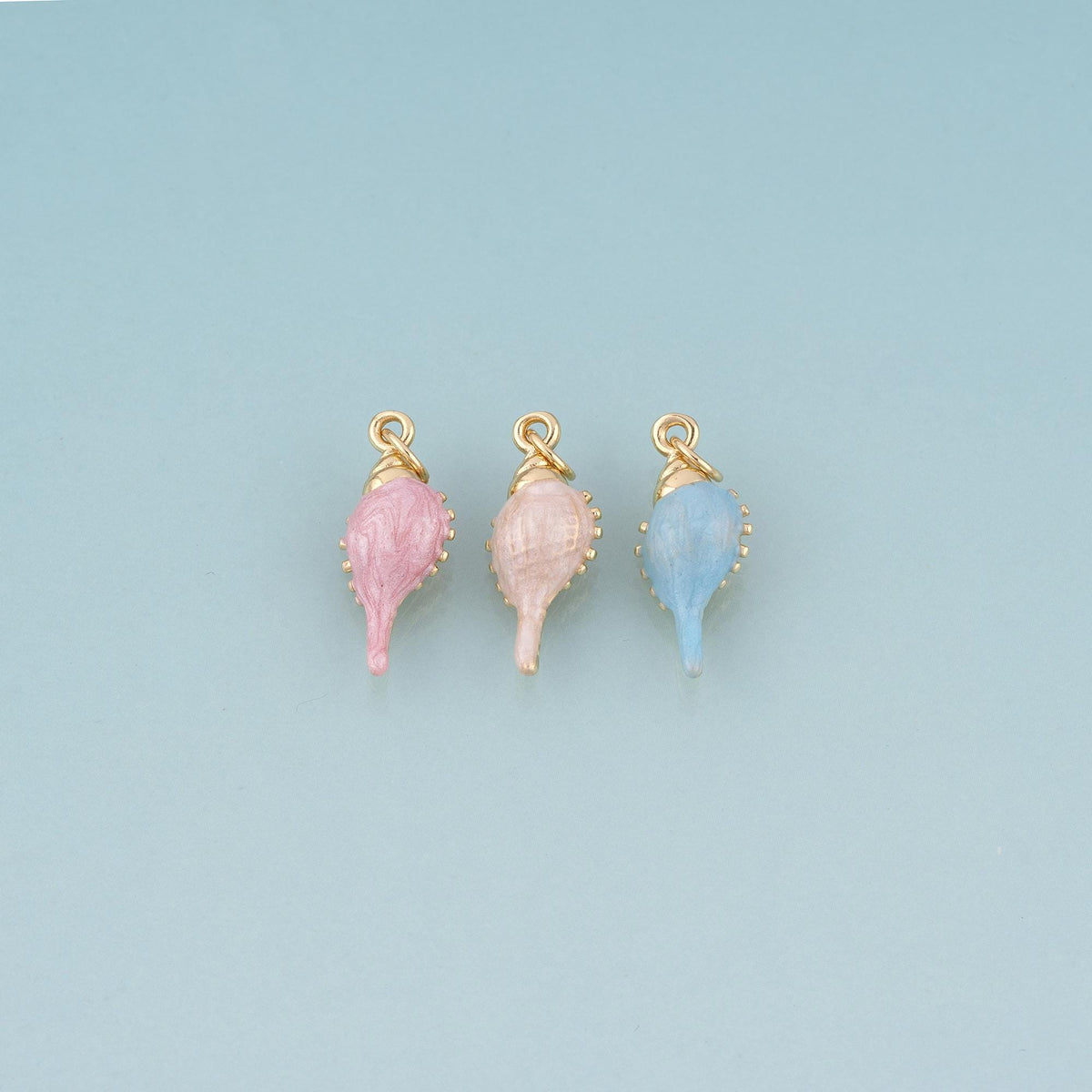 18K Gold Filled Enamel Spike Conch Pendant,Ocean Beach Charm Bracelet Necklace for DIY Jewelry Making Supply