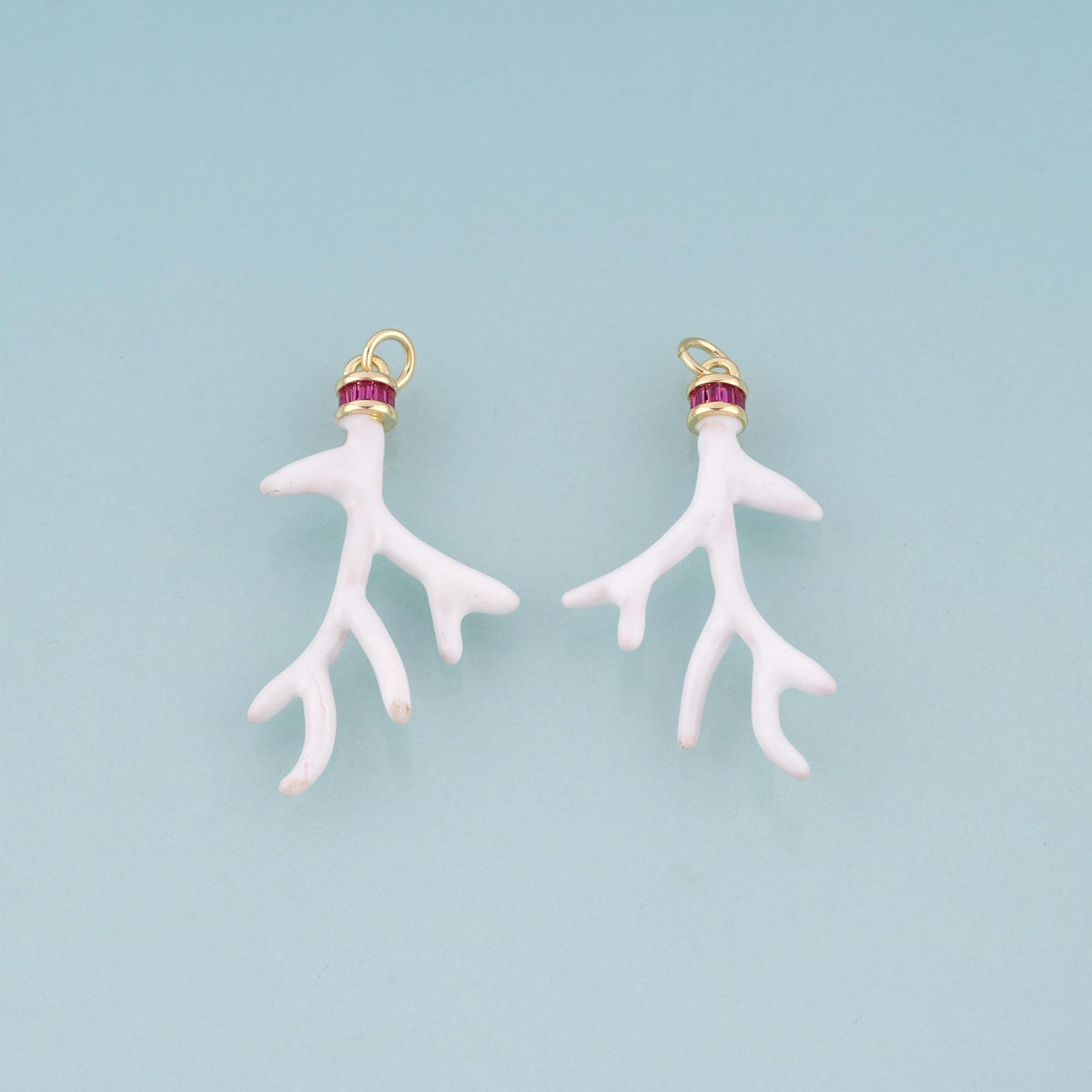 18K Gold Filled Enamel Coral Branch Pendant,Ocean Beach Charm Bracelet Necklace for DIY Jewelry Making Supply